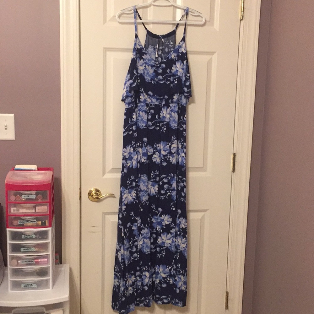 Long Blue Floral Dress